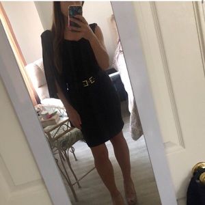 Black one shoulder dress by Bebe